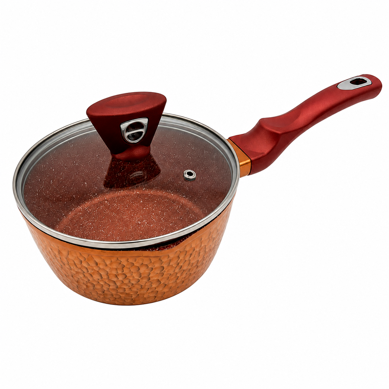 Cratiță_Olina_18cm Cratiță antiaderentă Olina Granite 18 cm cu capac sticlă, aluminiu forjat, inducție - imagine 1