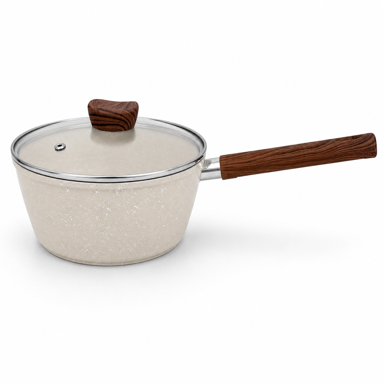 Cratita_Synnore_crem Cratiță antiaderentă cu coadă, înveliș granit, Synmore - imagine 1
