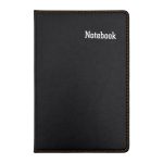 Notebook 32K negru cu copertă tip piele și cusături portocalii