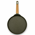 Tigaie antiaderentă pentru clătite, 28cm, verde, înveliș granit, mâner aspect lemn, Inducție