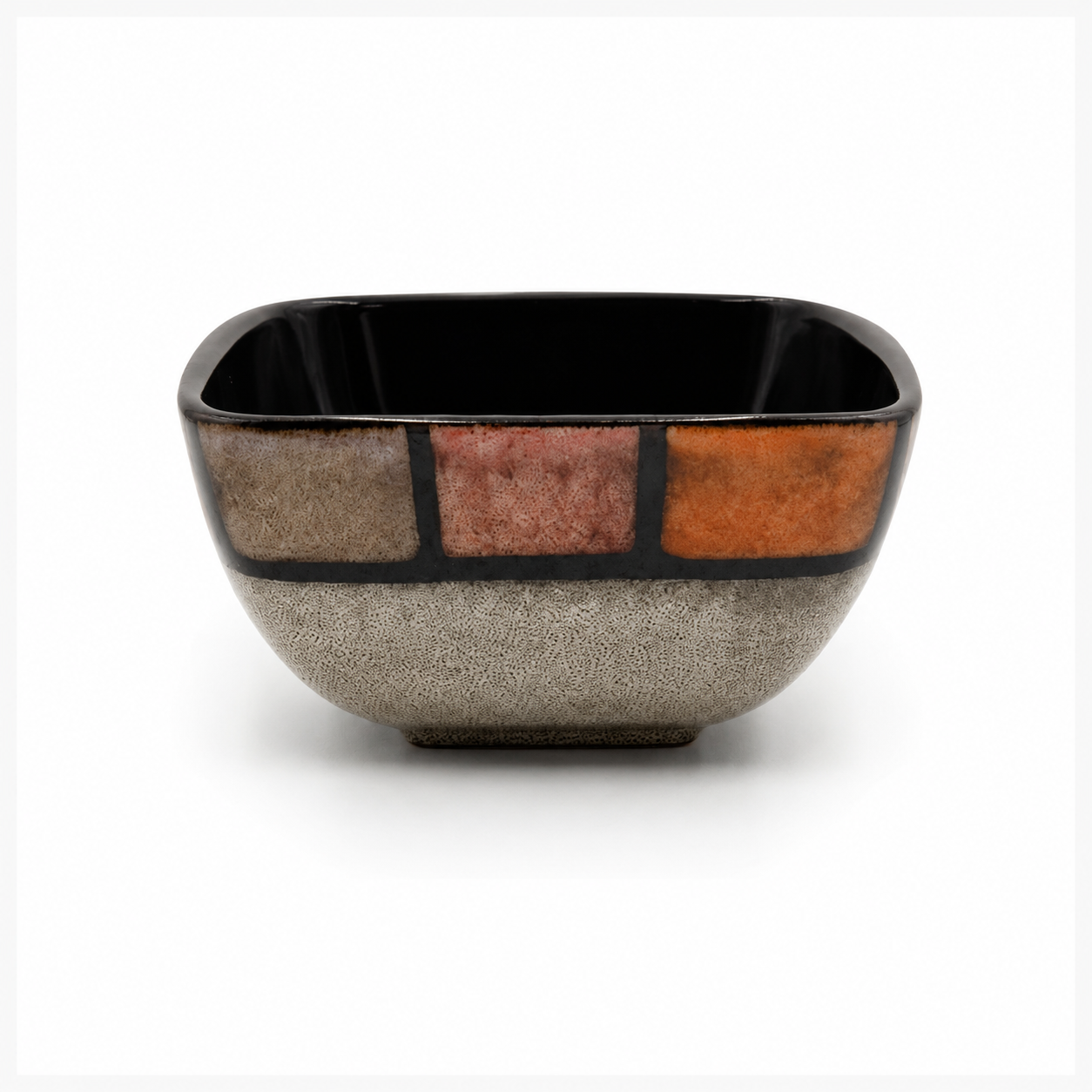 bol-mozaic Bol pătrat din ceramică cu design rustic mozaic, pentru servire salate, supe sau gustări - imagine 1