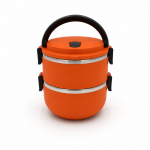 Caserolă termică etajată pentru mâncare, inox interior, 1.4L, portocaliu