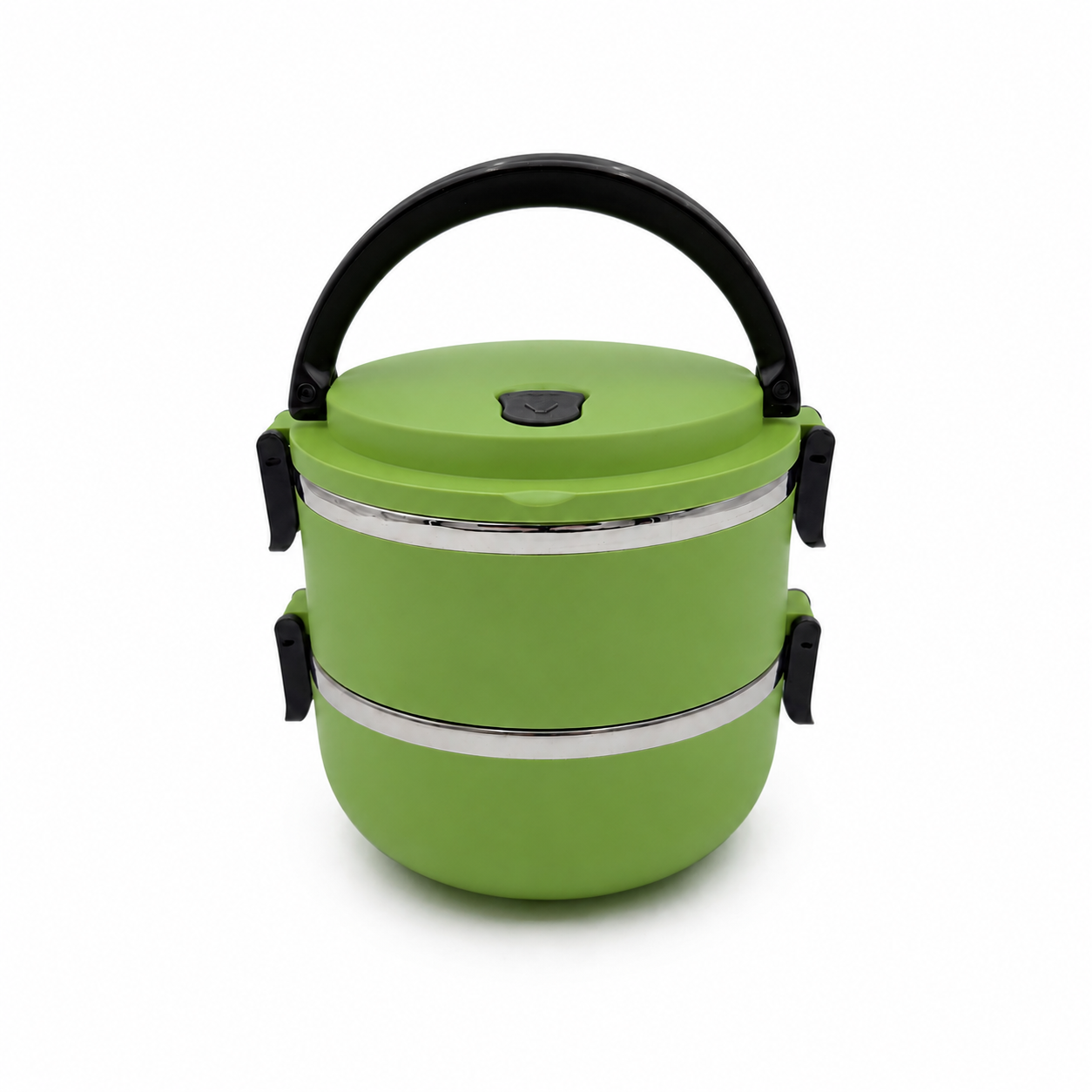 caserola-termica-etajata-verde Caserolă termică etajată pentru mâncare, inox interior, 1.4L, verde - imagine 1