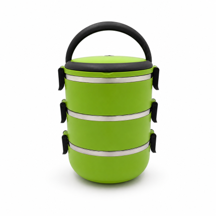 Caserolă termică etajată pentru mâncare, inox interior, 2.1L, verde