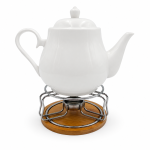 Ceainic ceramic cu suport metalic pentru servire, 1L