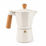 Cafetieră espresso din aluminiu cu mâner aspect lemn