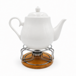 Ceainic ceramic cu suport metalic pentru servire, 1L