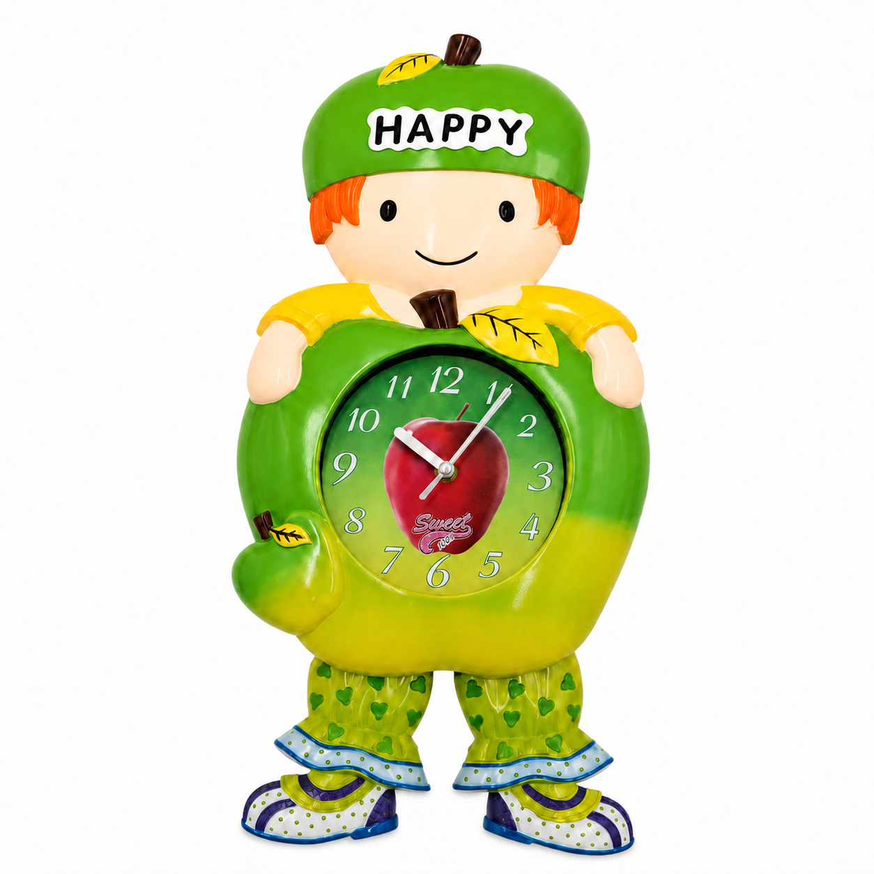 ceas-elegant-pentru-baieti Ceas de perete decorativ pentru copii – Model „Happy Apple” - imagine 1