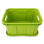 Coș organizator dreptunghiular din plastic, cu mânere laterale, verde, 29x19x15.5 cm