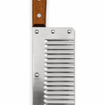 Cuțit ondulat pentru cartofi și legume, lamă din inox, mâner din lemn, maro, 17cm
