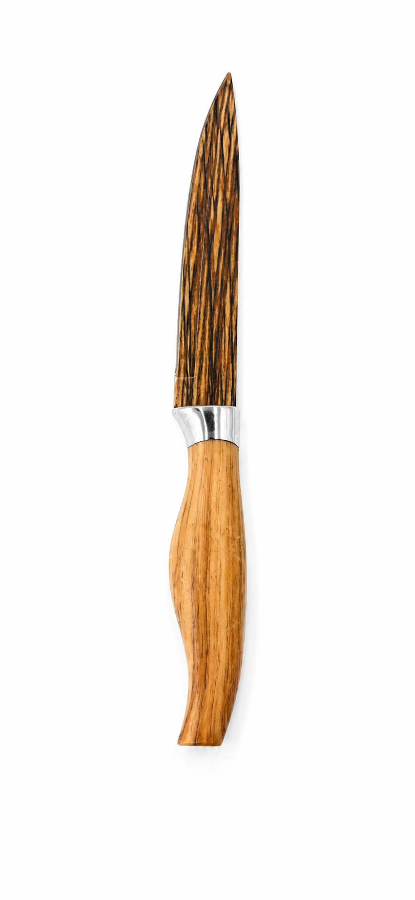 cutit-pentru-carne-bicolor Cuțit de bucătărie cu lamă îngustă și mâner model lemn, 13cm - imagine 1