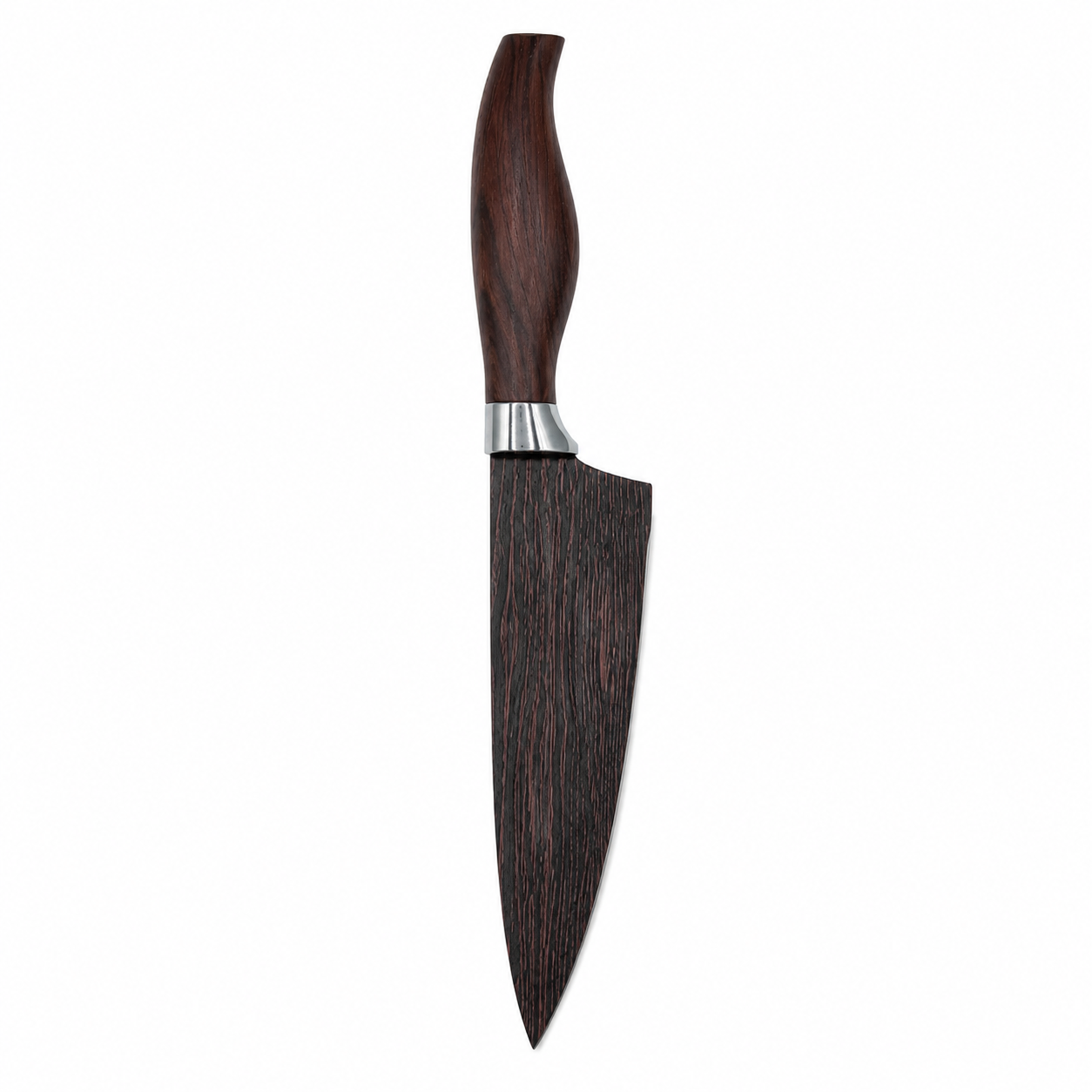 cutit-pentru-gratar Cuțit de bucătărie cu lamă lată și mâner maro model lemn, 14.5cm - imagine 1