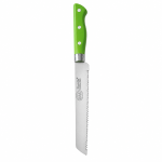 Cuțit de bucătărie, cu lamă zimțată din inox și mâner verde, 19cm