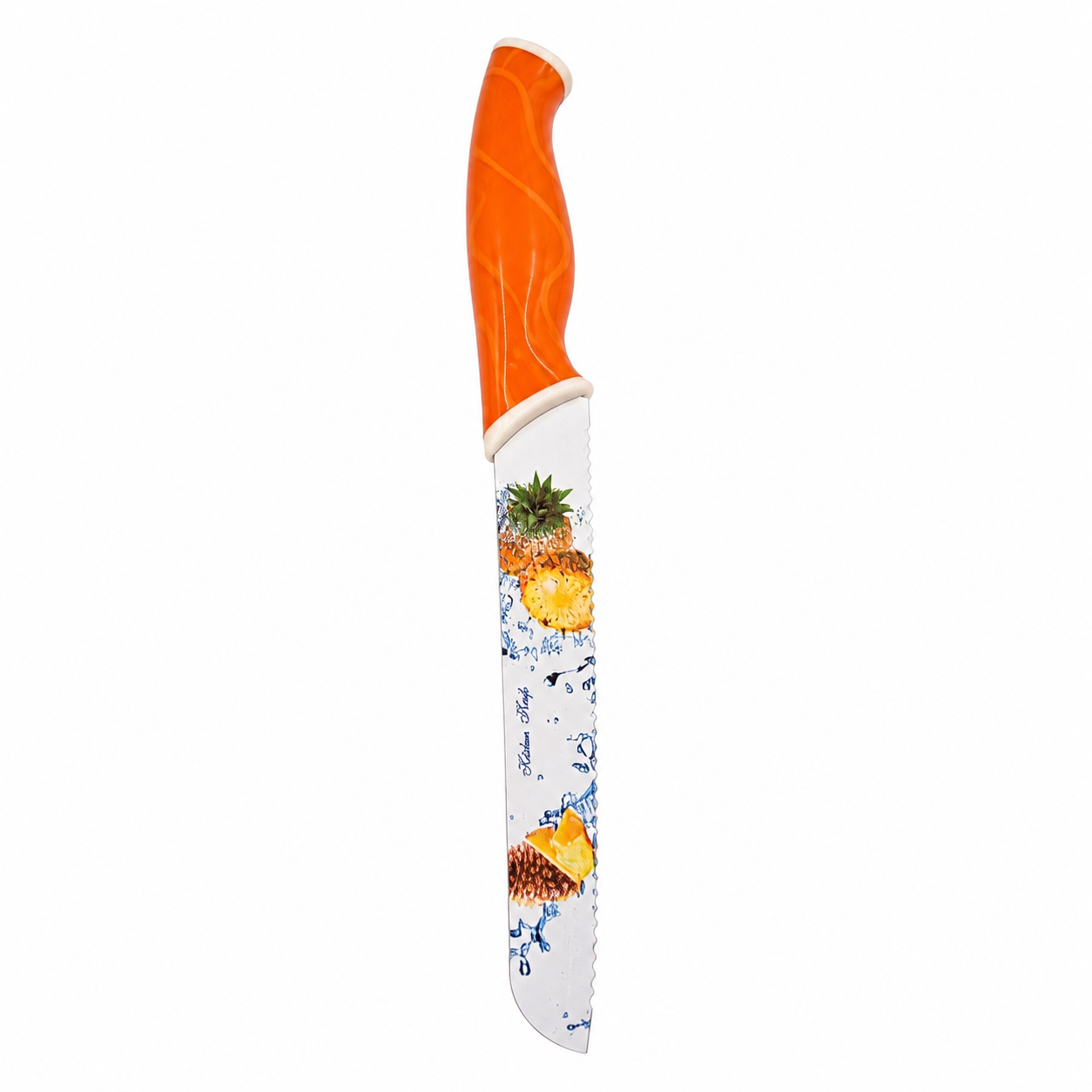 cutit-universal-portocaliu Cuțit universal de bucătărie cu lamă decorată, model 19cm - imagine 1