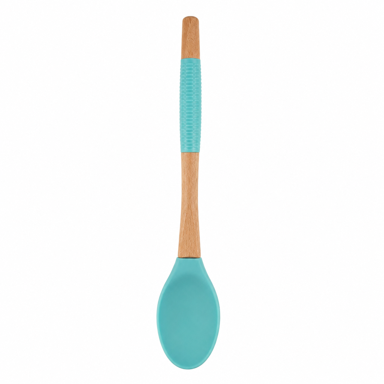lingura-de-silicon Lingură de gătit din silicon alimentar – Mâner din lemn cu inserție ergonomică, anti-zgâriere - imagine 1