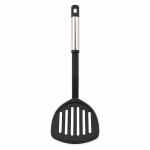 Paletă perforată de bucătărie, din plastic, cu mâner metalic