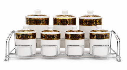 Set 7 piese pentru depozitare condimente - Canister Set cu suport