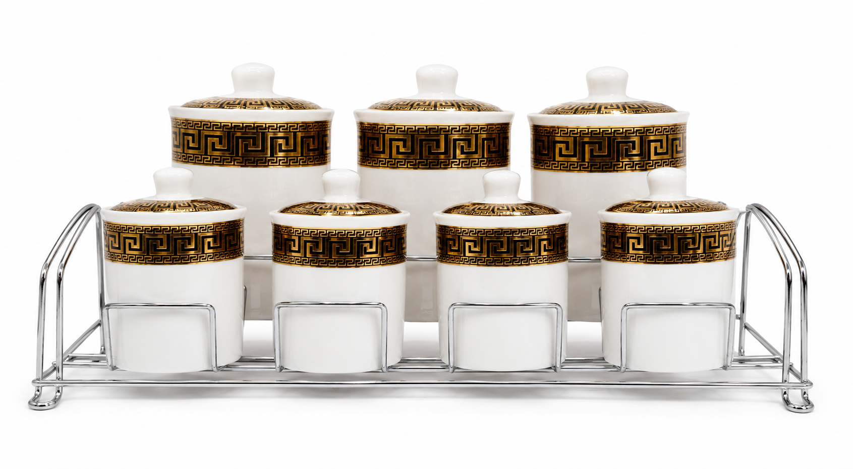 organizare-ceramica-condimente Set 7 piese pentru depozitare condimente - Canister Set cu suport - imagine 1