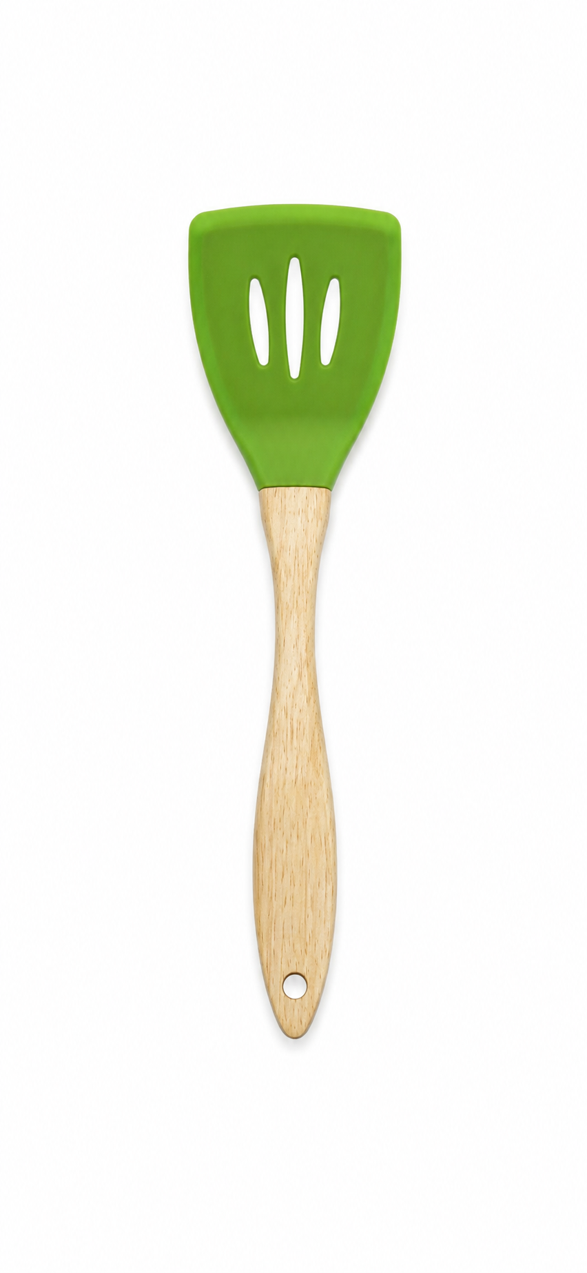paleta-din-silicon Paletă perforată din silicon, mâner din lemn - imagine 1