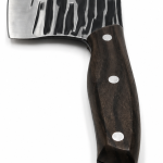 Satâr de bucătărie cu lamă alveolată din inox și mâner maro inchis, 17x10cm