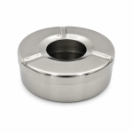 Scrumieră rotundă din metal, cu capac și recipient central
