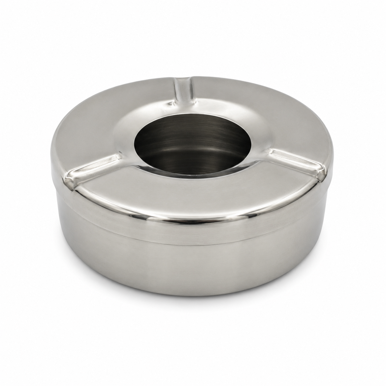 scrumiera-tip-horeca Scrumieră rotundă din metal, cu capac și recipient central - imagine 1