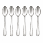 Set 6 linguri de masă din inox, model decorativ pe mâner, argintiu