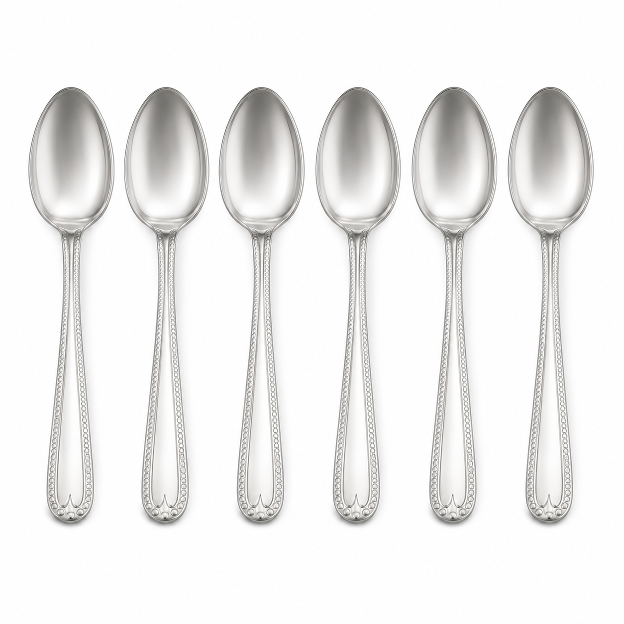set-6-linguri Set 6 linguri de masă din inox, model decorativ pe mâner, argintiu - imagine 1