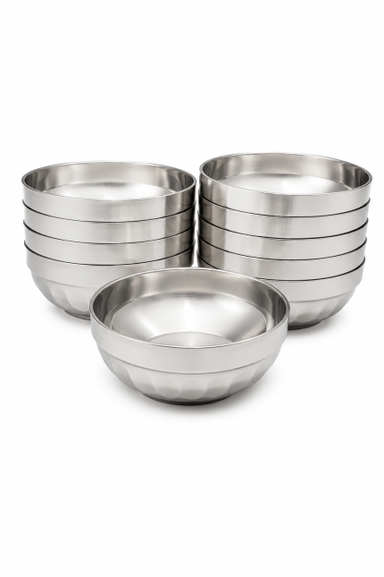 Set 10 boluri din inox cu perete dublu și izolație termică, 18 cm