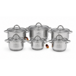 Set de oale din inox Edenberg cu capace din sticlă, 12 piese
