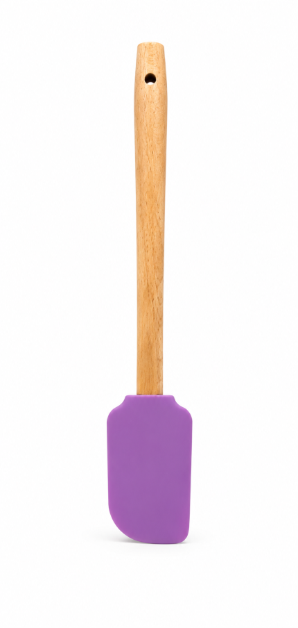 Spatulă de bucătărie din silicon, cu mâner din lemn