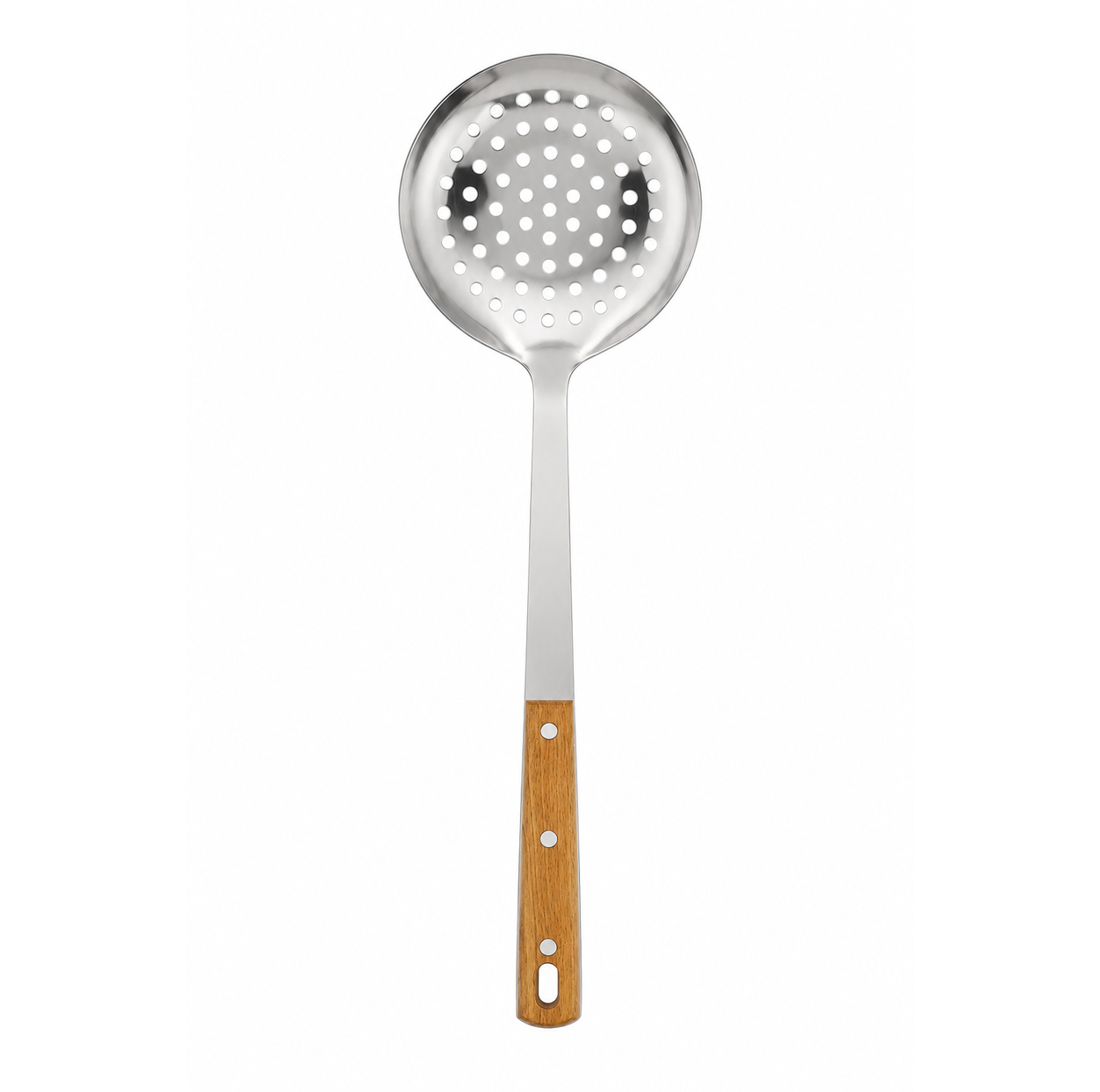 spumiera-inox-maner-aspect-lemn Spumieră din inox, model plat, cu perforații rotunde mici - imagine 1