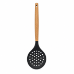 Spumieră de bucătărie cu cap perforat din silicon și mâner din lemn