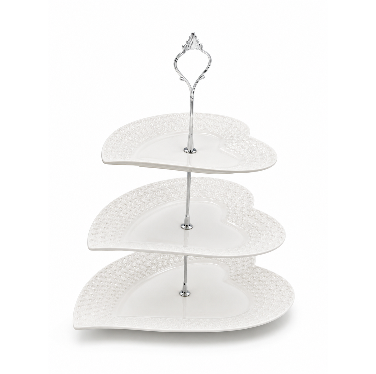 suport-etajat-prajituri-elegant Suport etajat din ceramică pentru prăjituri, 3 niveluri, formă inimă - imagine 1