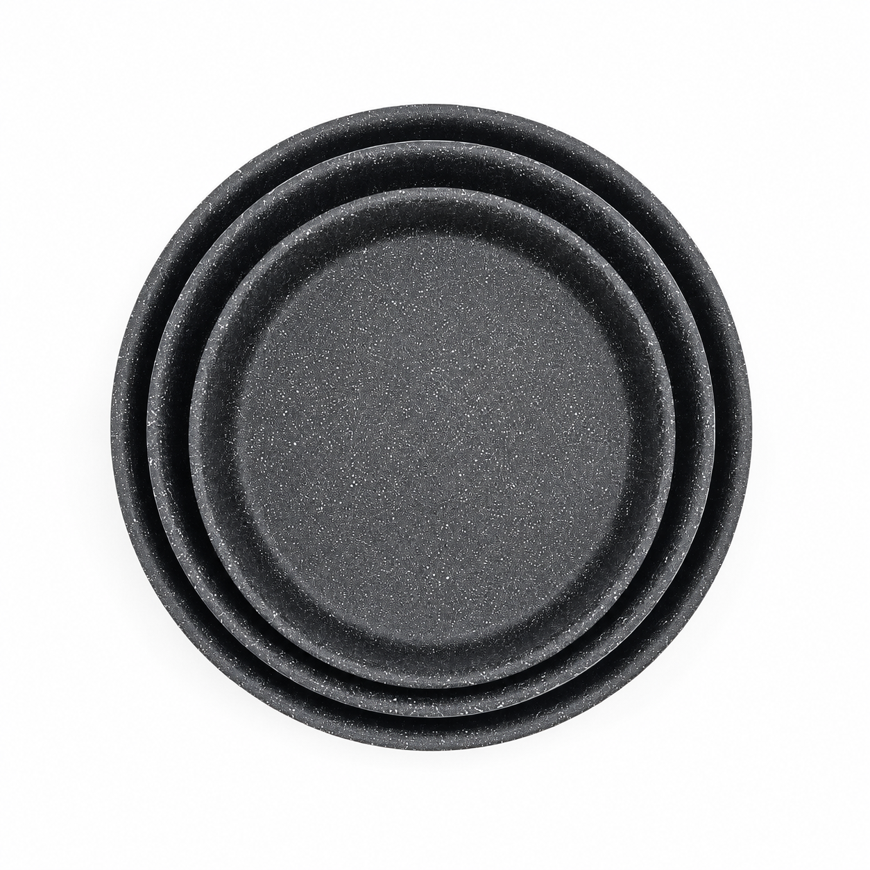 tavi-rotunde-pentru-copt Set 3 tăvi rotunde pentru copt din aluminiu, înveliș granit BAROLY (28/32/36 cm) – Tăvi cu bază pentru inducție și cuptor - imagine 1