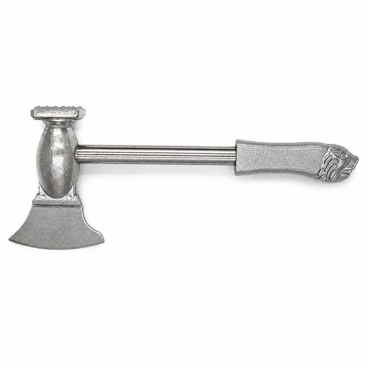ciocan-pentru-carne-cap-rotund Ciocan pentru carne cu cap rotund și lamă tip secure, mâner metalic decorativ - imagine 1