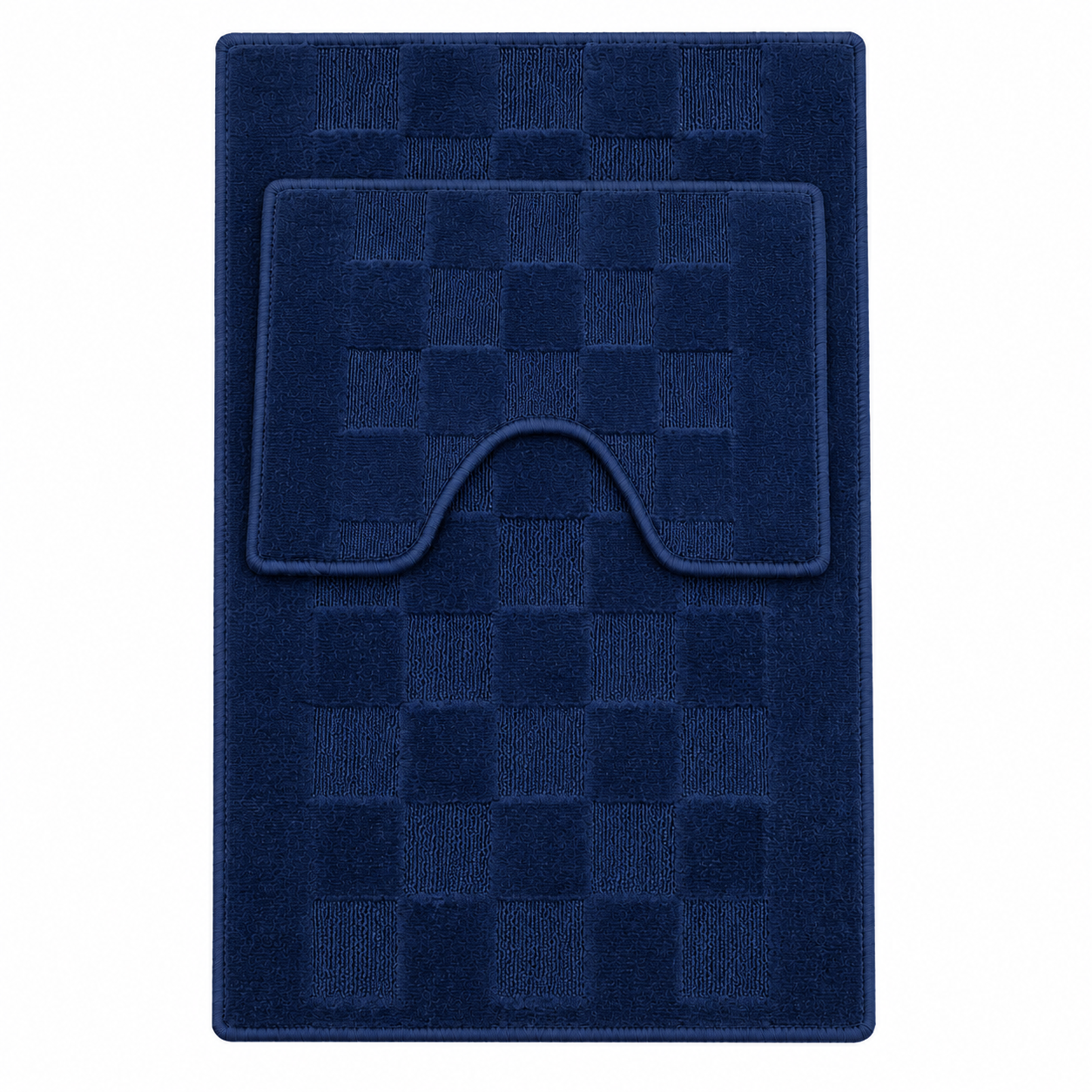 covorase-bleumarin-carouri Set 2 covorașe pentru baie, 50×80 cm și 50×40 cm, model în carouri - imagine 1