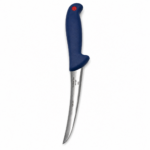 Cuțit profesional pentru filetare, lamă curbată din inox 14cm, mâner ergonomic antialunecare, albastru