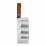 Cuțit ondulat pentru cartofi și legume, lamă din inox, mâner din lemn, maro, 17cm