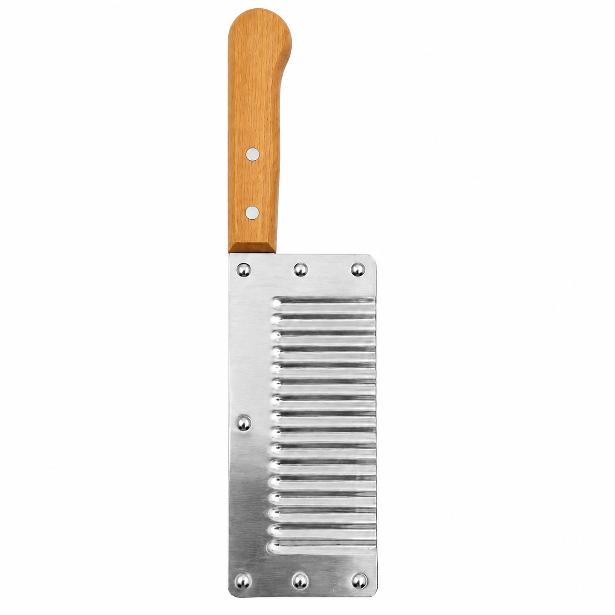 feliator-pentru-legume Cuțit ondulat pentru cartofi și legume, lamă din inox, mâner din lemn, crem, 15cm - imagine 1