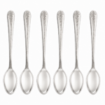 Set 6 lingurițe din metal, model decorativ pe mâner, argintiu