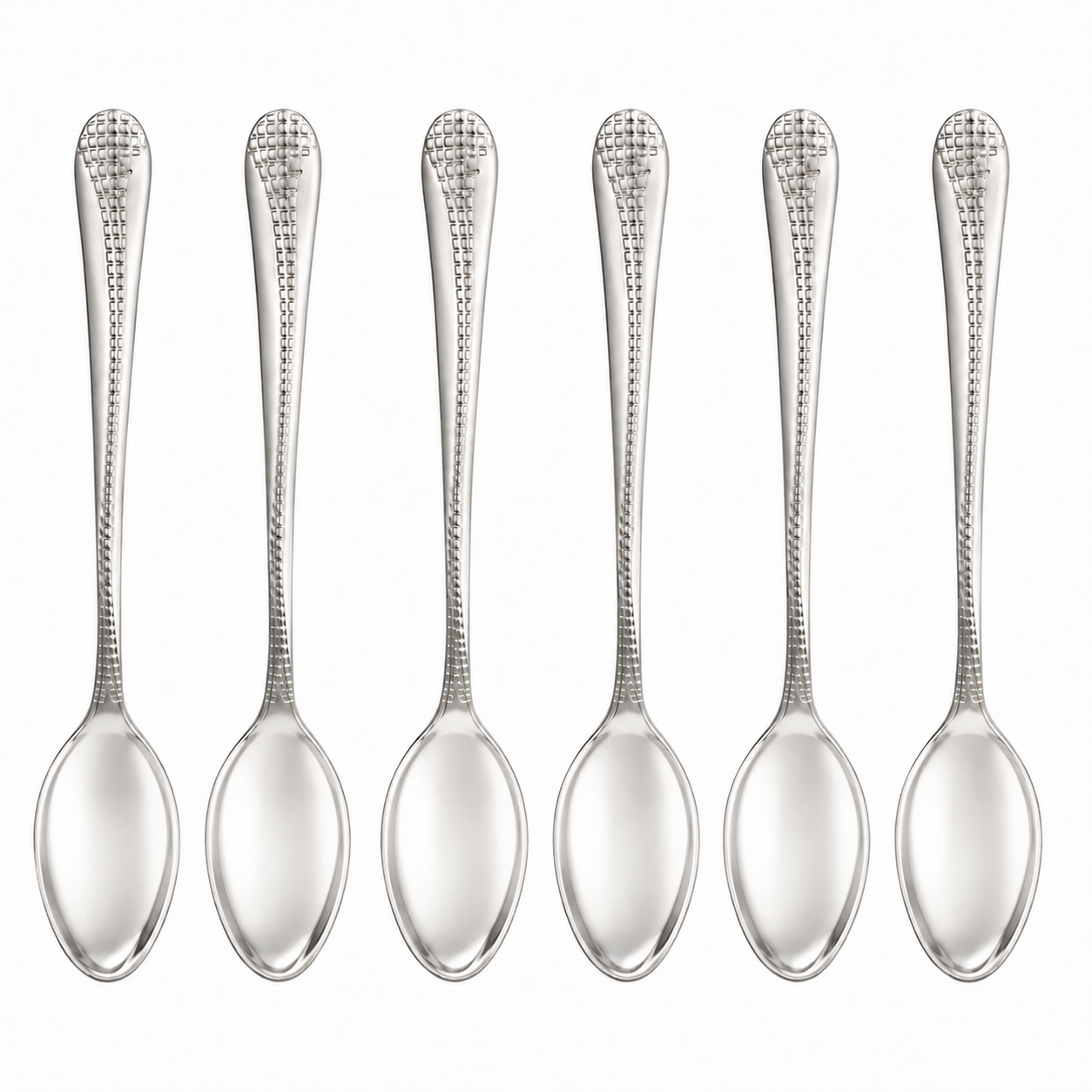 set-6-lingurite-pentru-ceai Set 6 lingurițe din metal, model decorativ pe mâner, argintiu - imagine 1