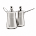 Set 2 ibrice pentru cafea cu capac și mâner lung, inox, argintiu