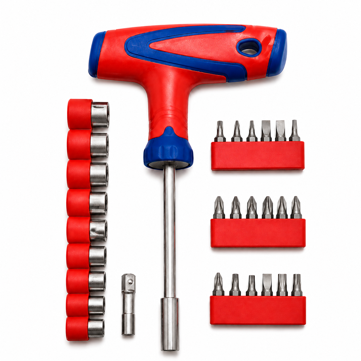 set-surubelnita-28-piese Set șurubelniță tip T cu biți și tubulare, 28 piese - imagine 1