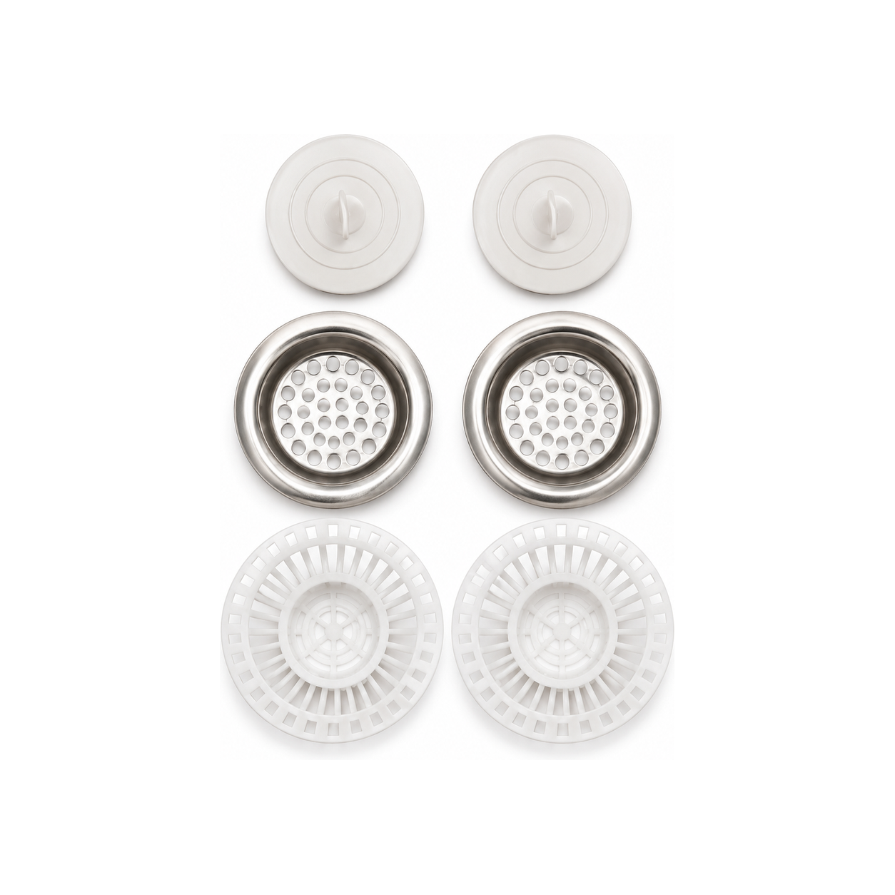 sita-scurgere-chiuveta-set Set accesorii scurgere chiuvetă, sită inox și dopuri - imagine 1