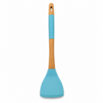 Spatulă din silicon alimentar – Mâner din lemn cu manșon ergonomic, anti-zgâriere pentru tigaie