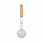 Spumieră tip plasă din inox cu mâner aspect lemn