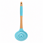 Spumieră din silicon alimentar – Mâner din lemn cu manșon ergonomic, anti-zgâriere pentru scurgere