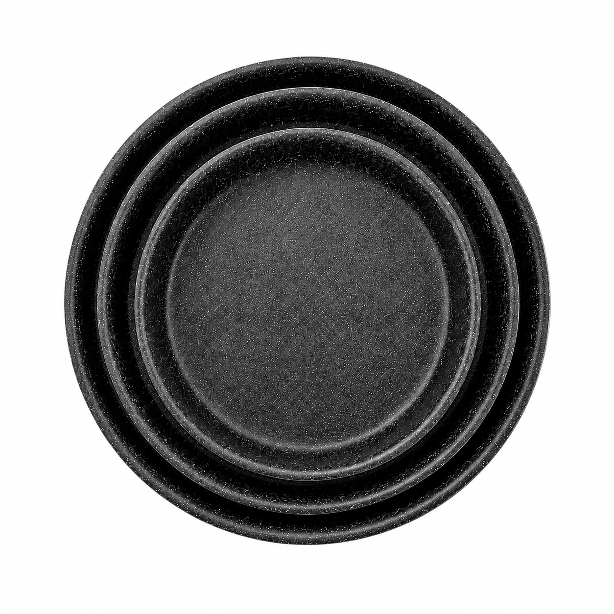 tavi-baroly-set Set 3 tăvi rotunde pentru copt din aluminiu, înveliș granit BAROLY (28/32/36 cm) – Tăvi cu bază pentru inducție și cuptor - imagine 1