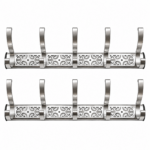 Set de 2 cuiere de perete metalice cu 5 cârlige duble, model decorativ